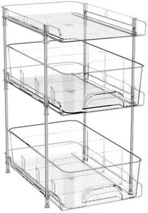 3 Tier Bathroom Storage Organiser with Dividers, Under Sink Organiser and Storage, Multi-Purpose Pull Out Cabinet Organisers for Bathroom Kitchen Pantry Storage, Medicine Cabinet Organiser by MOTYYA