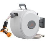 Giraffe Tools Hose Reel 5/8" x 60 ft, Retractable Garden Hose, Hose Reel Wall Mounted 180° Swivel, Retractable Garden Hose, Heavy Duty, Any Length Lock, 9 Pattern Nozzle