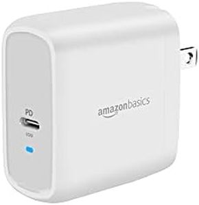 Amazon Basics 65W One-Port GaN USB-C Wall Charger with Power Delivery PD for Laptops,Tablets & Phones (iPhone 15/14/13/12/11/X, iPad, MacPro, Samsung, and More), Non-PPS, White