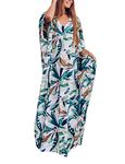 Bsubseach Women Print Turkish Kaftan V Neck Plus Size Swimsuit Cover Ups Beach Maxi Dress