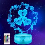 Lover 3D Illusion Night Light, Hologram Optical Lamp 16 Colors with Remote Control Changing, LED Bedside Nightlight Kids Bedroom Decor Best Valentine's Day Birthday Gift for Girl Women Men