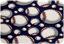 Feelyou Baseball Non Slip Bath Mat Sports Theme Shaggy Absorbent Floor Mat for 3D Blue Ball Pattern Microfiber Bathroom Rugs Breathable Baseball Games Bathroom Floor Indoor Doormat Room Decor 16"x24"