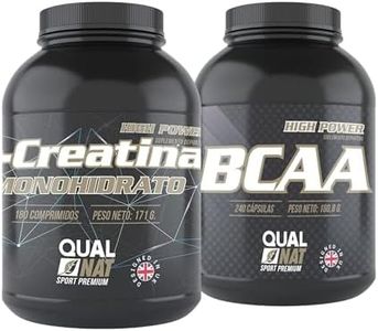 Suplementos para Ganar Masa Muscular - Pack L- Creatina Monohidrato y Bcaa| Más Fuerza y Energía | 360 Comprimidos QUALNAT