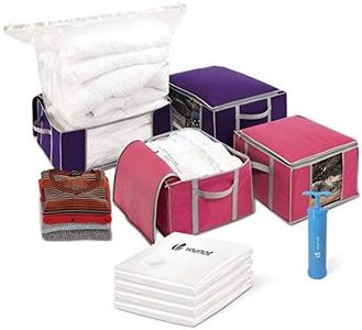 VOUNOT Set of 4 vacuum storage bag Large Capacity XXL | 4 Vacuum bags with 4 storage boxes | 2 small model 154L and 2 large models 484L | Compression Bag- Compression box, Multi-coloured