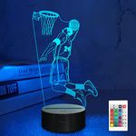 Lampeez Basketball Player 3D Night Light, Basket Bedside Lamp with 16 Colors Changing Remote Control Gift Idea for Boys Kids SportFan