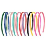 Seeotwo 12 Pieces Premium Plastic Hairband Sports Yoga Multi Style Non-Slip Multi Colour Glossy Korean Headband Unisex Fashion Adjustable Hair Band for Women, Girls, Teens, Men (Multicolor, 12)