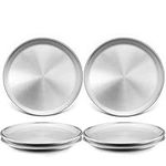 TeamFar Toddler Plates, 8 Inch Stainless Steel Kids Dinner Metal Plates, Round Serving Salad Plates for Camping Outdoor Party, BPA Free & Healthy, Sturdy & Heavy Duty, Dishwasher Safe – Set of 6