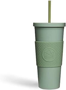 Neon Kactus Tumbler a doppia parete da 22 once con cannuccia e coperchio, Bicchiere con manicotto in silicone per uso alimentare, Tumbler riutilizzabile in acrilico colorato pastello opaco