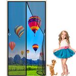 LZHBD Magnetic Screen Door 115 x 205 cm Patio Anti Mosquito Mesh Fly Curtain with Magnets & Bottom Weight bar Easy to Install Balcony Fiberglass Mesh Curtain Anti Mosquito - Black