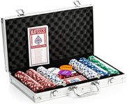 Cartamundi Maverick Texas Hold'em Poker Set, 300 Piece in Aluminium Case with 11.5g Heavyweight Poker Chips, 2 Decks of Playing Cards, Dealer Big Blind and Small Blind Buttons and 5 Dice, Grey