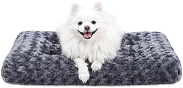 Washable Dog Bed Deluxe Plush Dog Crate Beds Fulffy Comfy Kennel Pad Anti-Slip Pet Sleeping Mat for Large, Jumbo, Medium, Small Dogs Breeds, 29" x 21", Dark Grey