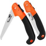 2 Pack Folding Hand Saw, Pruning Trimming Saws Gardening Camping Hiking PVC Bone Cutting Wood, Held Design Portable Survival Jab Rugged Blade(7") Ergonomic Non-Slip Grip Security Lock, Orange