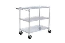 Seville Classics SHE18304BZ UltraZinc 3-Shelf Commercial Utility Cart