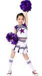 Teens Girls Cheerleader Uniform Outfit Cheerleading Costume Fun Varsity Brand Youth Purple White (Purple, 12-14)