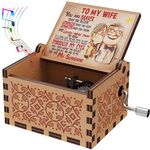 Wooden Music Box for Wife,Memorable Gift from Husband to My Wife,Hand Crank Tune You Are My Sunshine,Laser Engraved Wood Musical Box,Vintage Gift to Wife on Valentine’s Day,Birthday,Anniversary