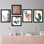 Kotart Nature Theme Framed Wall Painting With Frame for Living Room Studio Wall Decor - Modern Art Wall Paintings/Posters with Frame - Framed Wall Art Frames, Set of 5