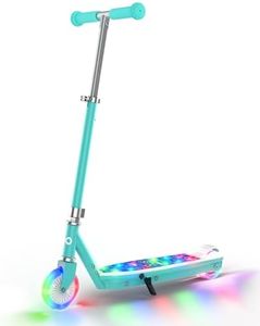 Gyroor Electric Scooter for Kids Ages 6-12, E Scooter with 8km/h Safe Speed, 110LBS Load, Adjustable Handlebar & LED Lights, Gravity Sensing, Ideal for Boys Girls Gift Cyan