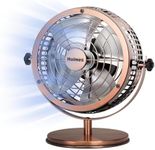 HOLMES 6" Heritage Table Fan, 2 Speeds, 4 Blades, Adjustable 145° Head Tilt, Metal Construction, Ideal for Home, Bedrooms, Dorm Rooms or Office, Brushed Copper