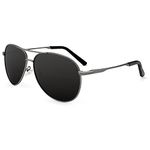 NSSIW Unisex Adult Pilot Polarized Sunglasses, Driving Sunglasses Polarised Lens With UV Blocking (02 Gunmetal/Grey, Medium)