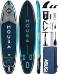 MOUSA 11'6"×34" Extra Wide Inflatable Stand Up Paddle Board, Stable Long SUP for 2 People/Family, Shoulder Strap, 5 Handles, 100L Backpack, All-Round Sup Board, 3 Removeable Fin