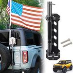 Guina Antenna Mount Flagpole Holder & Tailgate Hinge Mount Single Flag & Military Shovel Holder Compatible with Ford Bronco 2021-2022,No Drilling(3 in 1,Aluminum)