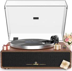Turntable Record Player with Built-in Speakers, Vinyl Record Player Support Bluetooth Playback Auto Stop 33&45 RPM Speed RCA Line Out AUX in All-in-one Belt-Drive Turntable for Vinyl Records
