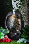 EXPLEASIA Resin Rock Carved Buddha Face Shower Water Fountain For Home, Office, Garden (Black) Water Fountain For Home Decor, Buddha Fountain For Living Room