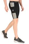 ReDesign Apparels Nylon Compression Shorts with Pockets for Running, Gym and Other Sports (M, Black/Light Grey)