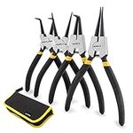 Gunpla 4 Pcs 7 inch/175mm Circlip Plier Set Internal External Straight Bent Circlip Snap Ring Pliers Tool Kit with Storage Pouch for Circlips Assembly