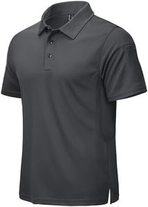 CRYSULLY Polo Shirts for Men Golf Shirt Short Sleeve Tactical Performance Polo T Shirts Dry Fit for Work, Fishing, Hiking Grey 3XL