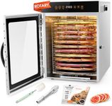 Kwasyo 12 Trays Stainless Steel Rotate Food Dehydrator, Dual fan 720° Efficient Drying, 24H Adjustable Timer & 30-90℃ Temperature Control, Dehydrator Food Dyer uk for meat fruit, 1000W