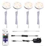 AIBOO Under Cabinet Lighting - Dimmable Cupboard Lights with Remote Control & 4 Pack Under Counter Lighting Kit Display Kitchen Light for Closet Showcase Bookshelf Wardrobe (2700K Warm White)