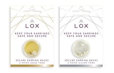 Aloxia Lox SecureLocking Earring Backs Double Pack 4 Pairs in Total (2 Pair of Gold and 2 Pairs of Silver in Pack)