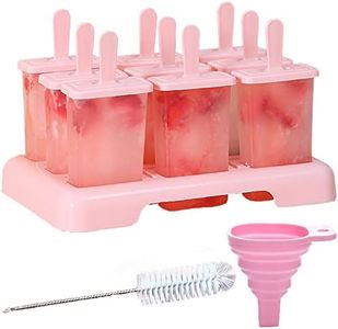 DKDDSSS 11PCS Ice Lolly Moulds with Sticks, Reusable Popsicle Mould, Easy to Remove, Cleaning Brush, Silicone Folding Funnel, DIY Ideas for Frozen Yogurt, Juice, Smoothies, Milkshake (Pink)