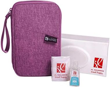 J.L. Childress Healthy Habits On-The-Go Clutch with Baby Wipes Case, Hand Sanitizer, Travel Tissues - Organize and Carry PPE - Baby Wipes Container - Travel Clutch and Organizer - Berry
