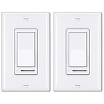 [2 Pack] BESTTEN Dimmer Light Switch, Universal Lighting Control, Single Pole or 3 Way, Compatible with LED Dimmable Lamp, CFL, Incandescent, Halogen Bulb, Wallplate Included, White