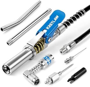 KRETLAW 8-Piece Grease Gun Fittings Kit with 90 Degree Grease Gun Coupler Adapter, 18-Inch Flexible Grease Gun Hose, Grease Gun Tips, Grease Zerk Cleaner, fits All 1/8" NPT Grease Guns