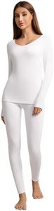 WiWi Thermal Underwear Set for Women Long Johns Sets Base Layer Pajama Thermals Warm Top & Bottom Bamboo Viscose Pjs S-XXL, Raw White, Large