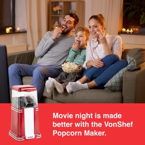 VonShef Retro Popcorn Maker – Red Electric Popcorn Machine
