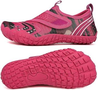 UBFEN Kids Water Shoes Aqua Socks for Boys Girls Barefoot Beach Pool Sports Quick Dry Toddlers Little Big Kid Non-Slip Lightweight Swim Shoes F Pink 2 Big Kid