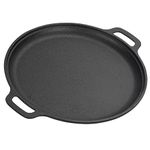 Cast Iron Skillet Pan, Pre-Seasoned Round Griddle Pan for Pancakes, BBQ, Pizza Pan with Handles (31 cm)