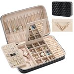 Lolalet Travel Jewelry Case for Women, Travel Jewelry Organizer Box with Mirror & Clear Storage Bag, Small Portable Traveling Ring Case for Earrings Necklace Bracelet Rings -Large, Black