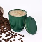 Eha Earth Friendly Retro Coffee Mug with Lid | Tea Cup Set | 250 ml | Made with Rice Husk | Microwave Safe Mugs for Gifting | 1 Unit | Fern