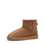 DREAM PAIRS Women's Winter Snow Boots Classic Faux Fur Lined Slip On Ankle Boots FuzzyClassic I Low Boot,Size 5,Camel,DSB214-1