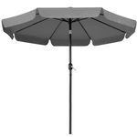 Yaheetech 2.7M Garden Parasol Umbrella Table Patio Umbrella Outdoor Sun Shade Umbrella with Crank Handle & 8 Metal Ribs for Garden/Deck/Balcony/Beach/Pool Gray