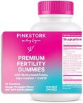 Pink Stork Premium Fertility Gummies for Women - Prenatal Conception Supplements for Her with Inositol, CoQ10, Folate and Vitamins to Support Hormone Balance, Ovulation + Menstrual Cycle, 60 Gummies