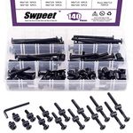 Swpeet 141Pcs Black M6 Ãƒâ€” 15/20/25/30/35/40/45/50/55/60/65/75/80mm Crib Hardware Screws Kit, Hex Socket Head Cap Crib Baby Bed Bolt and Barrel Nuts with 1 x Allen Wrench Perfect for Furniture