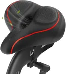 Oversized Bike Seat, Wide Bicycle Seat for Women Men Comfort, Universal Waterproof Bike Saddle Replacement with Safety Reflective Strip for Peloton, Exercise Bikes, Cruiser, City Bikes (Black/Red New)