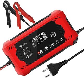 Caricabatterie Auto,TIPOW-TECH Carica Batteria per Auto di Carica 10A/12V Multi Protezioni di Carica Automatico Caricatore Intelligente, Mantenitore Batteria Moto con Schermo LCD Touch Screen