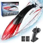 UPROZIL S4 RC Boat Remote Control Boat, 2.4GHz High Speed Remote Control Boat, 2 Rechargeable Batteries, Adults & Kids Wireless electric Waterproof Ship Toy, Outdoor Pools Lakes, Red